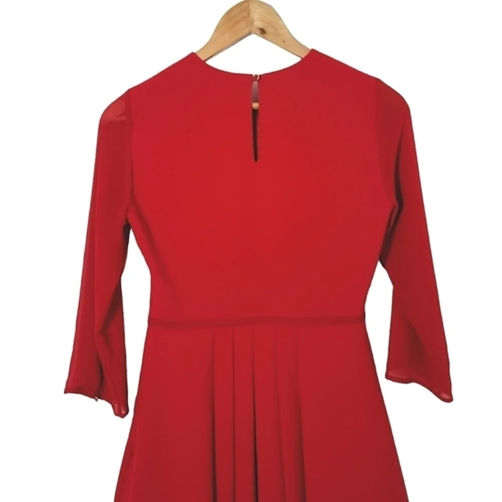𝅺TED BAKER Red Finna Bow Detail Mini Dress Women's Size  Ted 0/ US 2 - Picture 10 of 15